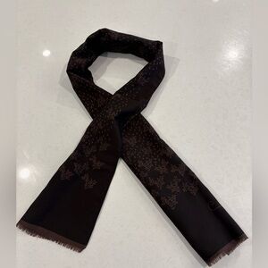 Cherie de Paris French-Inspired Brown Botanical Fringe Scarf
